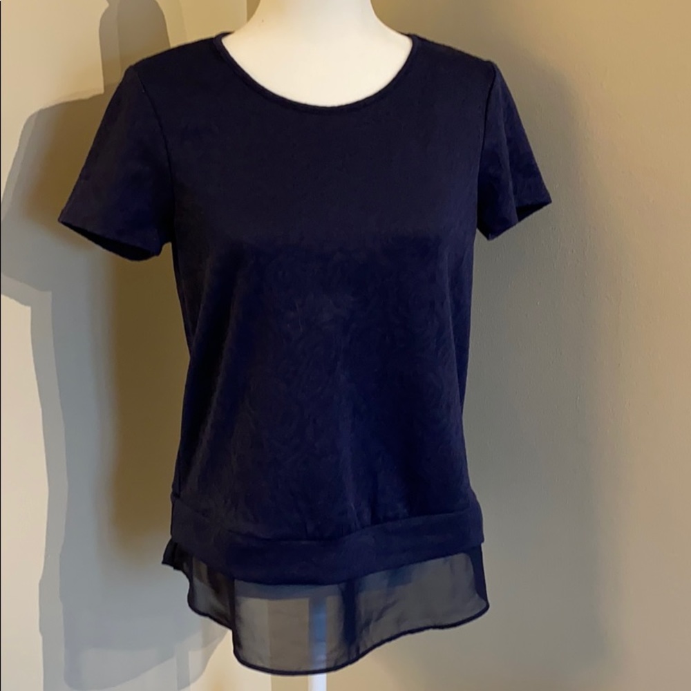 Textured Tee with Sheer Underlay